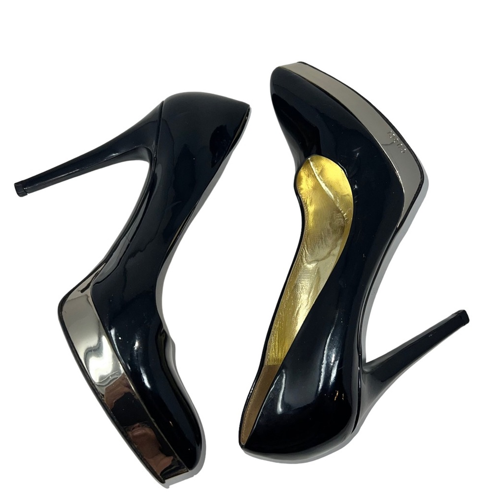 Tom Ford Gucci Gold Platform Stilleto Pointed Black Patent Pumps 8.5B - Picture 15 of 16